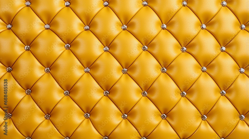 Fototapeta premium yellow Buttoned luxury leather pattern with diamonds and gemstones. Useful as luxury pattern