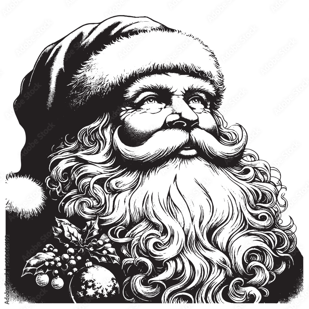 Black and white drawing of Santa Claus.silhouette. Black and white drawing of Santa Claus.silhouette.