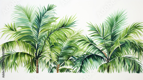 A watercolor painting of palm trees
