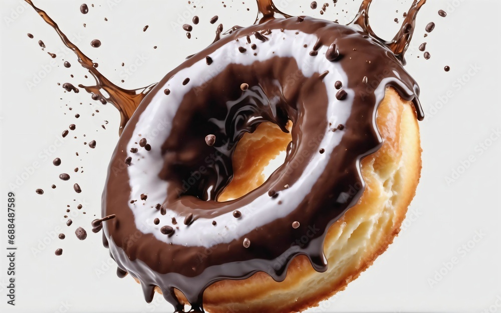 Sweet chocolate donut on light studio background Sweet chocolate donut on light studio background