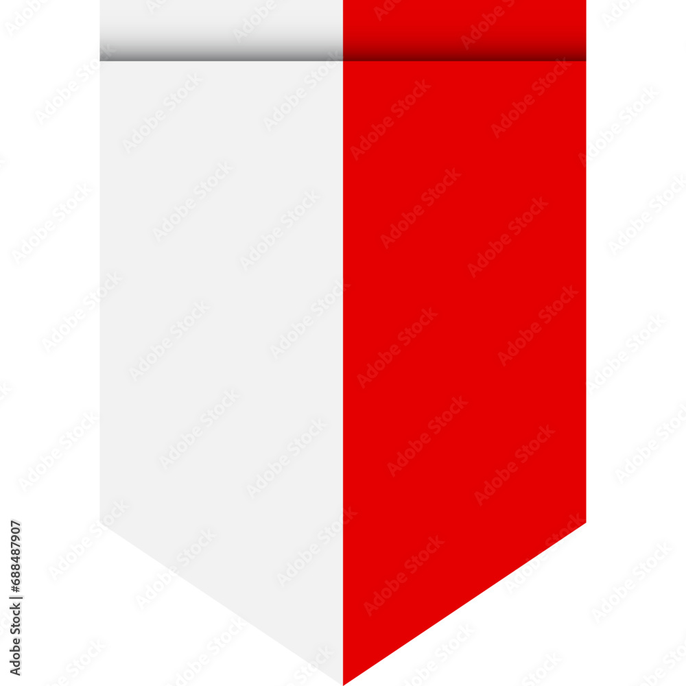 Indonesia flag or pennant isolated on white background. Pennant flag icon.
