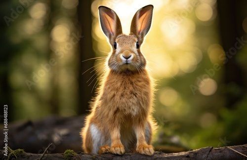 Rabbit, native European wild rabbit. A young rabbit in natural habitat with natural background © Anamul Hasan