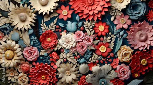 Paper flowers on light back...