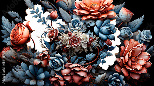 Paper flowers on light back...