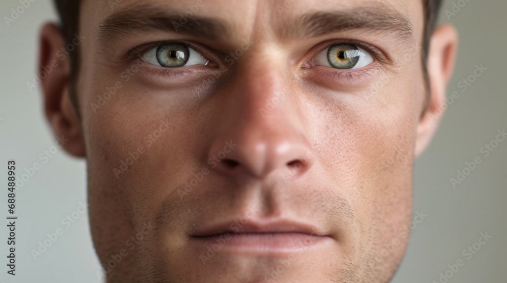 An up-close perspective of the man's eyes, conveying a powerful presence. An up-close perspective of the man's eyes, conveying a powerful presence.