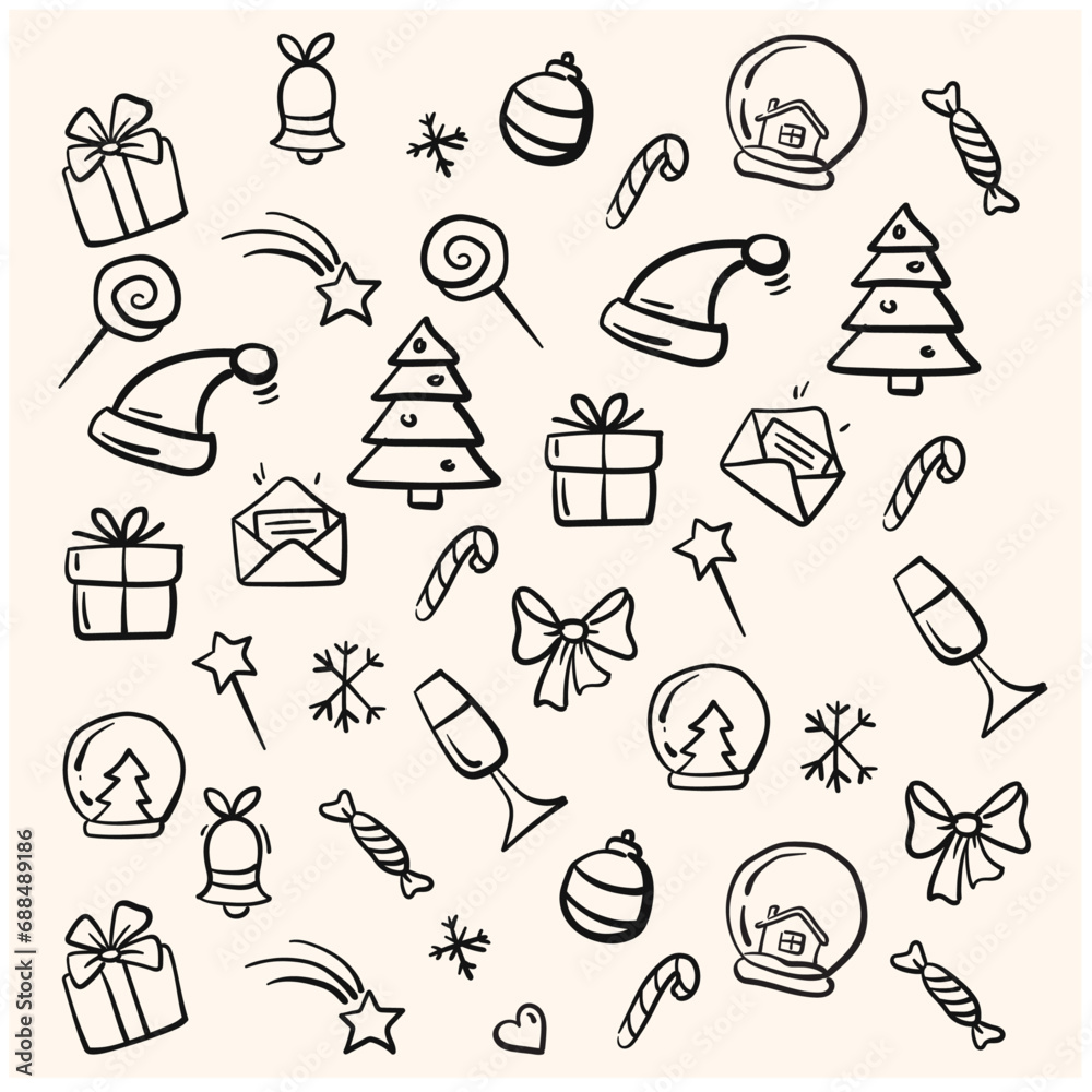 2024-new-year-party-doodle-elements-with-doodle-and-line-art-style