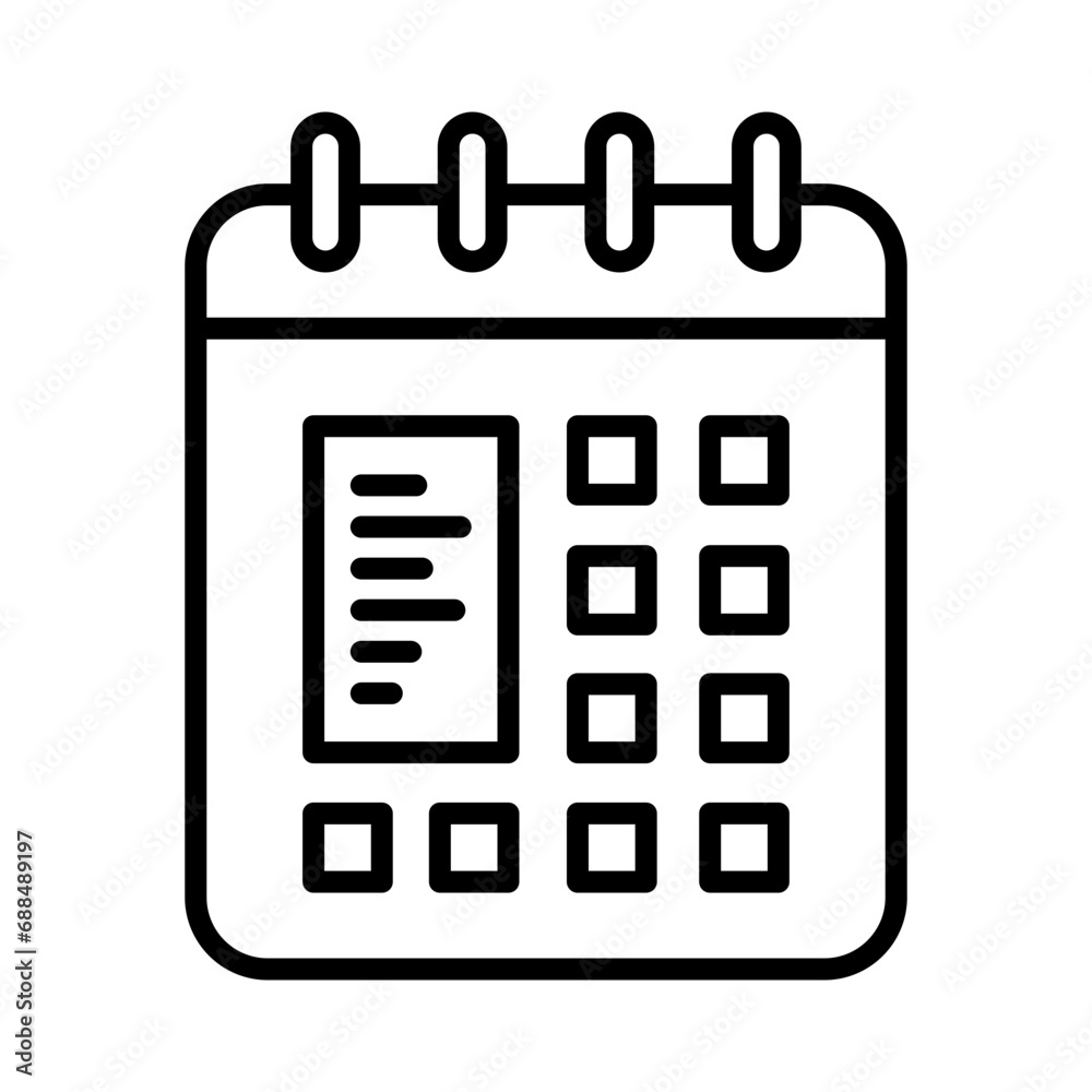 Organizer icon. Organizer with some notes and dates Organizer icon. Organizer with some notes and dates