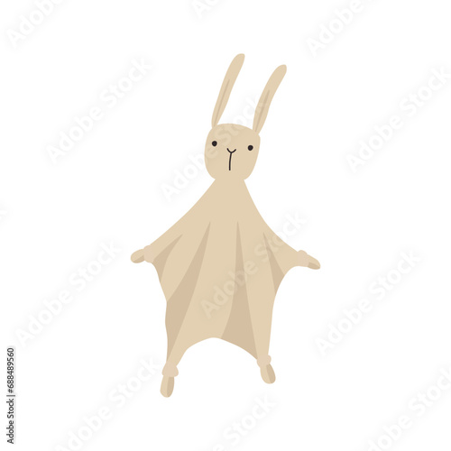 Illustration comforter splyushka bunny. Rabbit sleep toy baby.