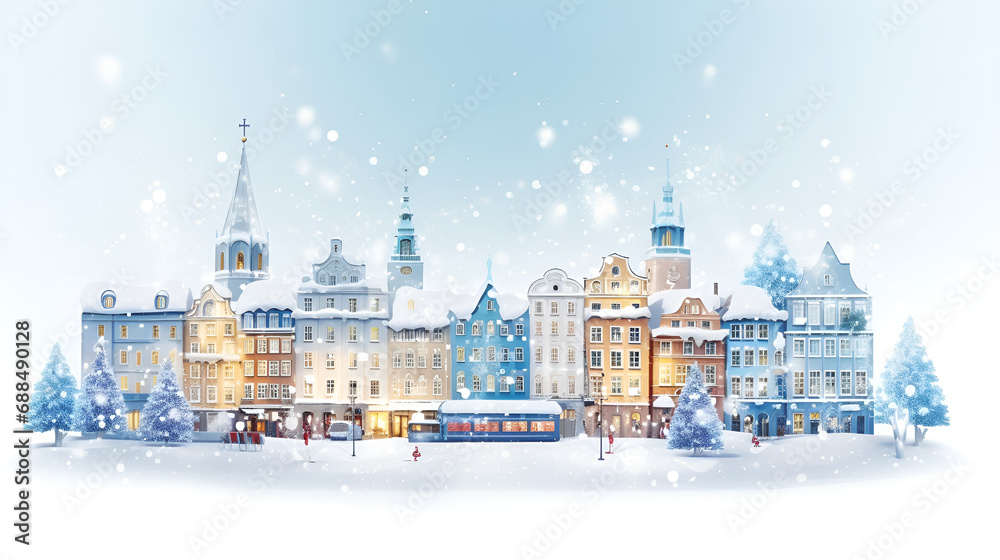 Tested Holiday Spirit: A Vector Rendering of a Charming Old Winter Town background ai generated