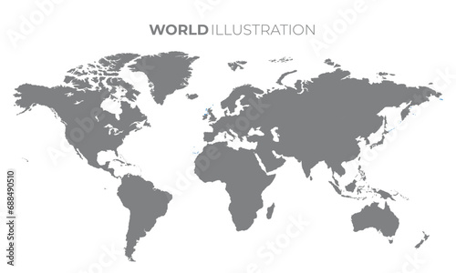 Map of the world. World map, highlighted in World map, White background. Perfect for Business concepts, backgrounds, backdrop, chart, label, sticker, banner, and wallpapers. 