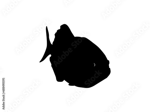 Piranha Fish Silhouette, can use for Logo Gram, Website, Art Illustration, Pictogram, Icon or Graphic Design Element. Vector Illustration 