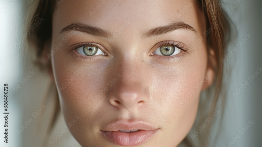 Fototapeta premium Luminous complexion contributes to her captivating appeal.