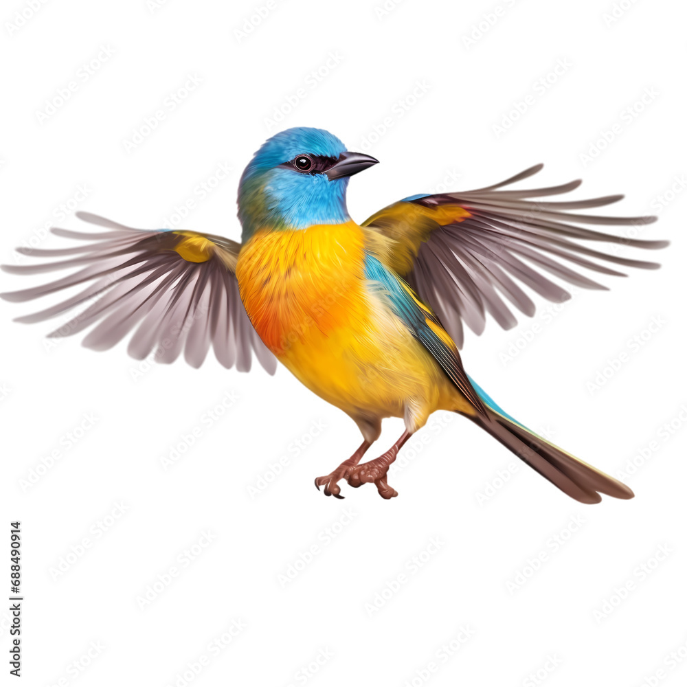 Yellow bird isolated on transparent background