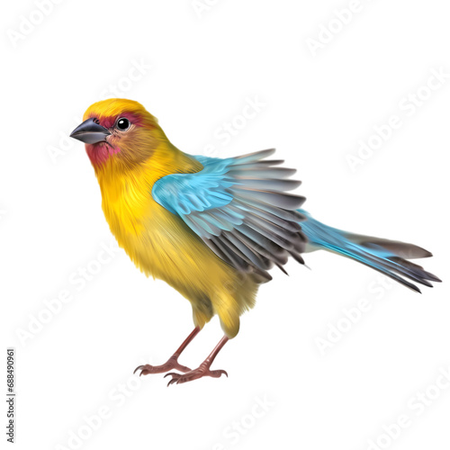 Yellow bird isolated on transparent background