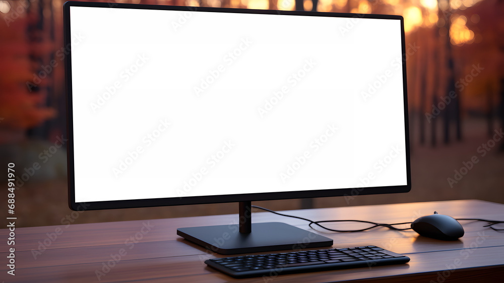 Blank white display screen mockup. Modern monitor template Copy space. Blank white display screen mockup. Modern monitor template Copy space.