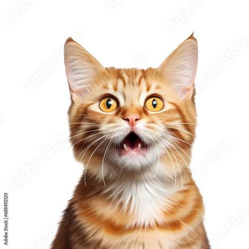 Portrait of cat isolated on transparent background
