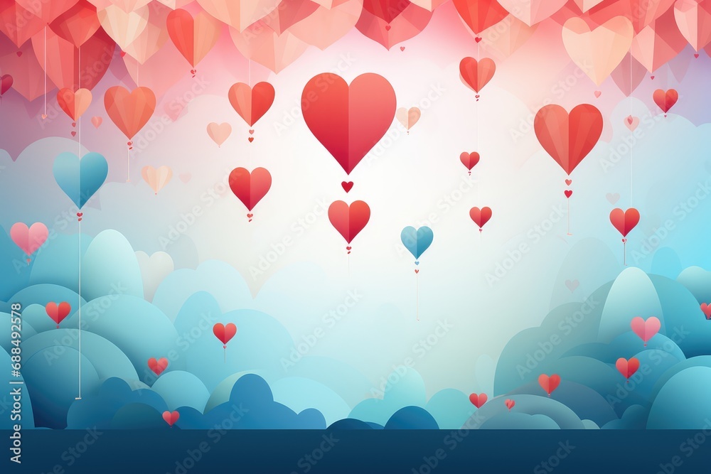 Valentine's day background with heart shaped balloons. Abstract background for Valentine's Day or International Flirting Week. 