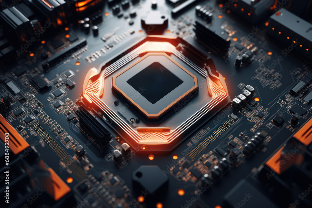 A technology-inspired template with circuit board graphics, offering a