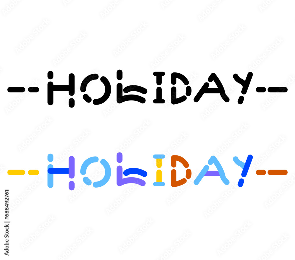 Holiday words with 2 variation style colors, white background