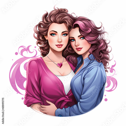 Female lesbian friend hug. ...