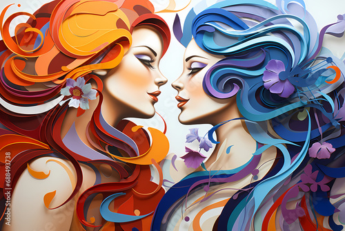 Female lesbian friend hug. ...