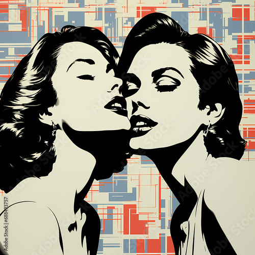 Female lesbian friend hug. ...
