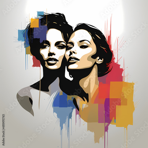 Female lesbian friend hug. ...