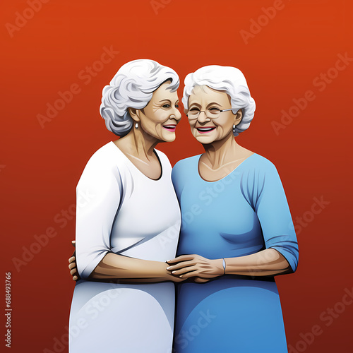 Female lesbian friend hug. ...