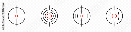 Target, goal, aim circle line icon set