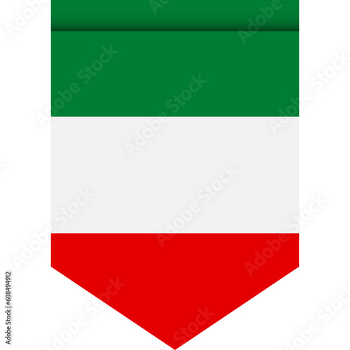 Italy flag or pennant isolated on white background. Pennant flag icon.