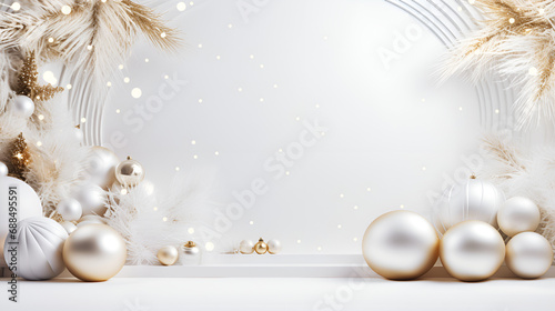 A Symphony of Shimmering White and Golden Christmas Balls Illuminate a Special Day in the Pure Magic of Christmas Brilliance