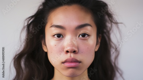 Closeup shot showcasing an Asian woman's authentic skin.