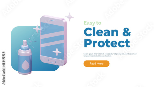 3d Cleaning mobile phone icon. pharmacy medical and healthcare social media and website template concept. vector illustration cartoon render style