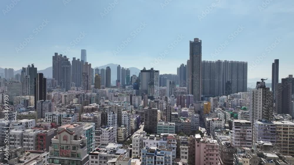 Drone Aerial Skyview in Sham Shui Po Cheung Sha Wan Prince Edward Shek Kip Mei, a busy street with Urban renewal development construction project crowded old traditional densely residential site Drone Aerial Skyview in Sham Shui Po Cheung Sha Wan Prince Edward Shek Kip Mei, a busy street with Urban renewal development construction project crowded old traditional densely residential site