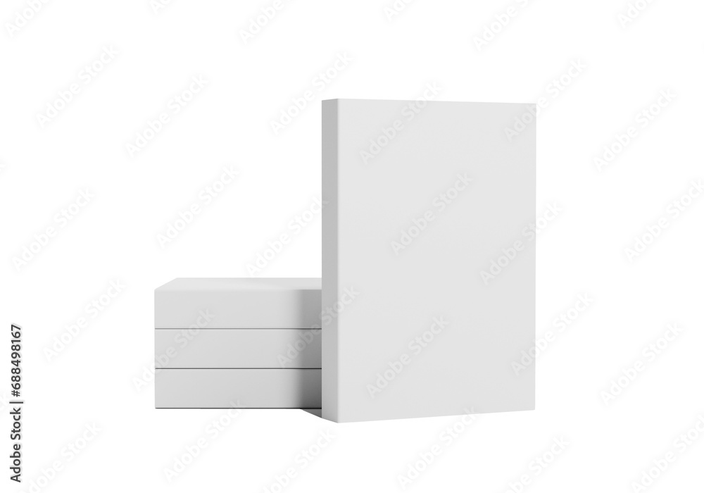 4 softcover books with blank cover isolated. 3d Render 4 softcover books with blank cover isolated. 3d Render