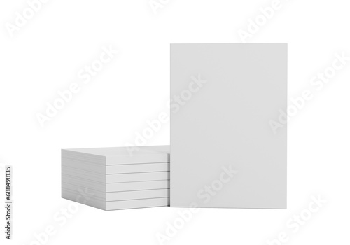 softcover books with blank cover isolated on white background. Illustration 3d render
