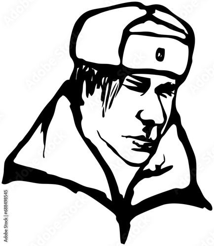 The commander of the cadet platoon, in winter uniform