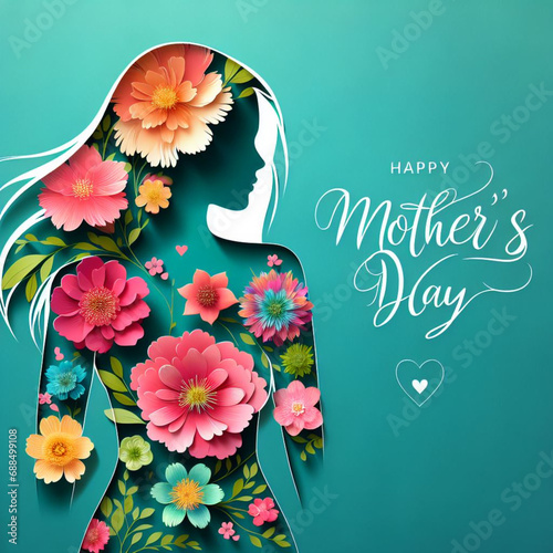 Mother's Day illustration with beautiful flowers　母の日のイラスト photo