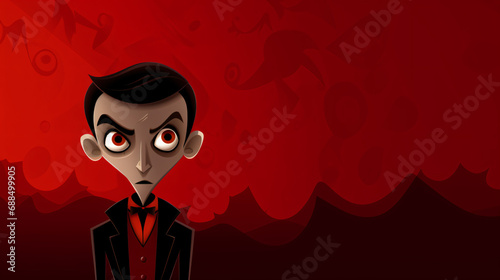 Cartoon Halloween Vampire on a Red