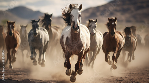 Generative Sprint: Group of Horses Running, an AI-Enhanced Symphony of Equine Motion © Iswanto