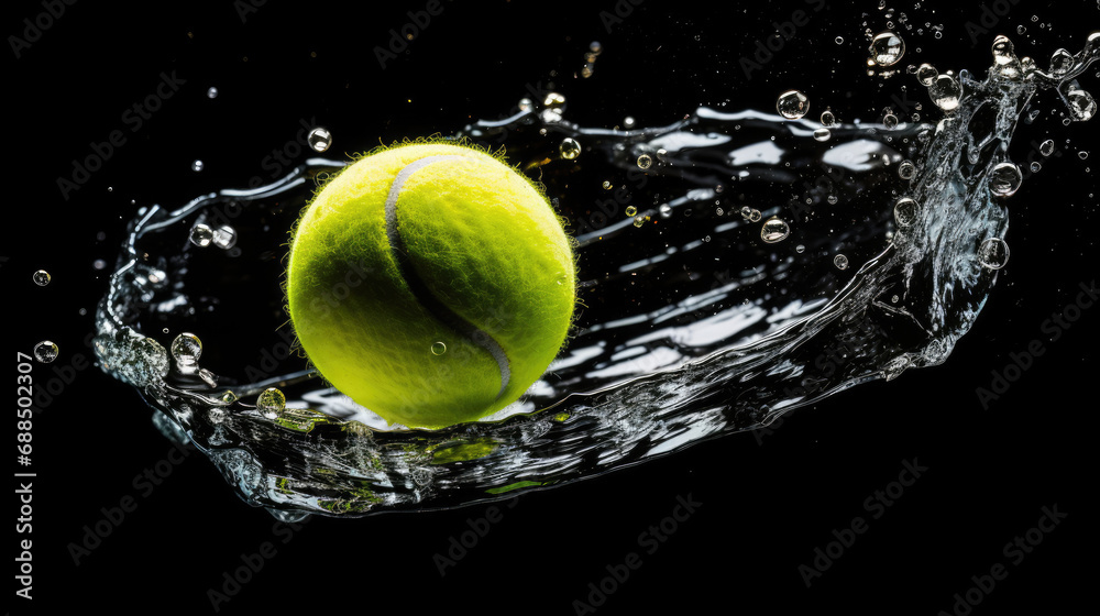 Tennis ball hitting net in high-speed