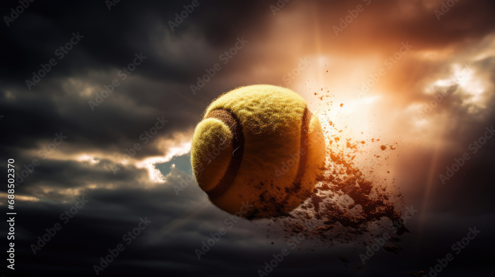 Tennis ball in sunlight defined texture - obrazy, fototapety, plakaty 