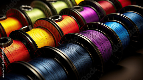 Colorful badminton strings on spools