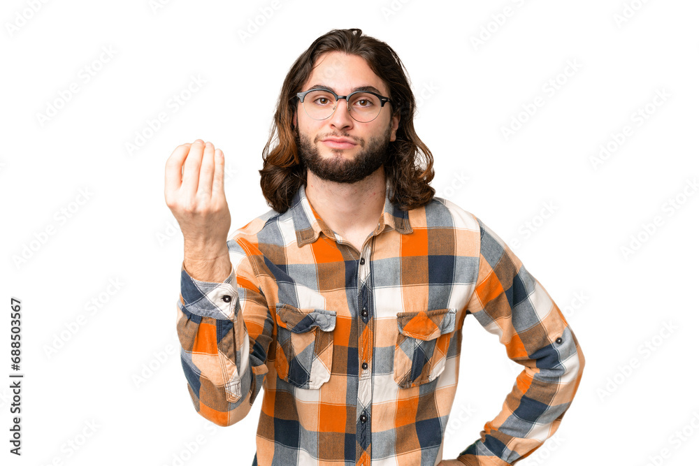 Young handsome man over isolated chroma key background making Italian gesture Young handsome man over isolated chroma key background making Italian gesture