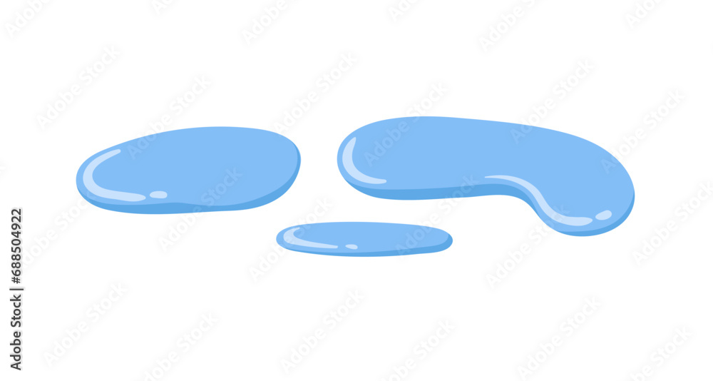 Water drops, blobs. Clean fresh aqua droplets. Pure clear waterdrops. Wet fluid. Blue liquid, moisture on surface. Watery design element. Flat vector illustration isolated on white background Water drops, blobs. Clean fresh aqua droplets. Pure clear waterdrops. Wet fluid. Blue liquid, moisture on surface. Watery design element. Flat vector illustration isolated on white background