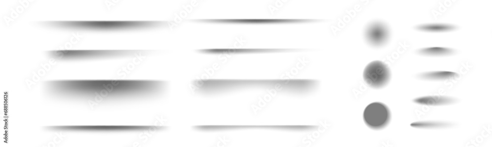 Realistic transparent overlay shadows. Paper shadow effect. Poster, flyer, business card, banner shadow. Shadow divider