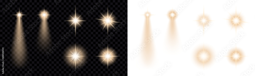 Star light, isolated over transparent illustration. Christmas star. Glowing effect - obrazy, fototapety, plakaty 