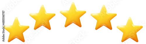 Customer rating feedback concept. Five stars review icon set. Realistic 3d design. For mobile applications