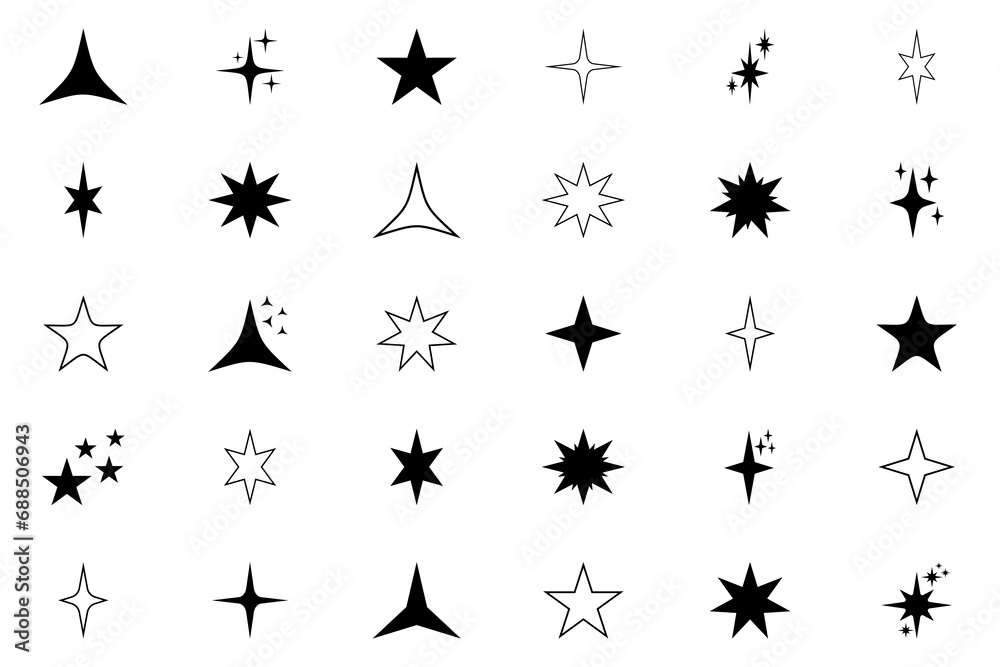 Stars set icons. Rating star signs collection vector - obrazy, fototapety, plakaty 