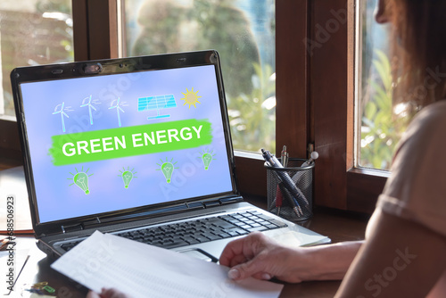 Green energy concept on a laptop screen